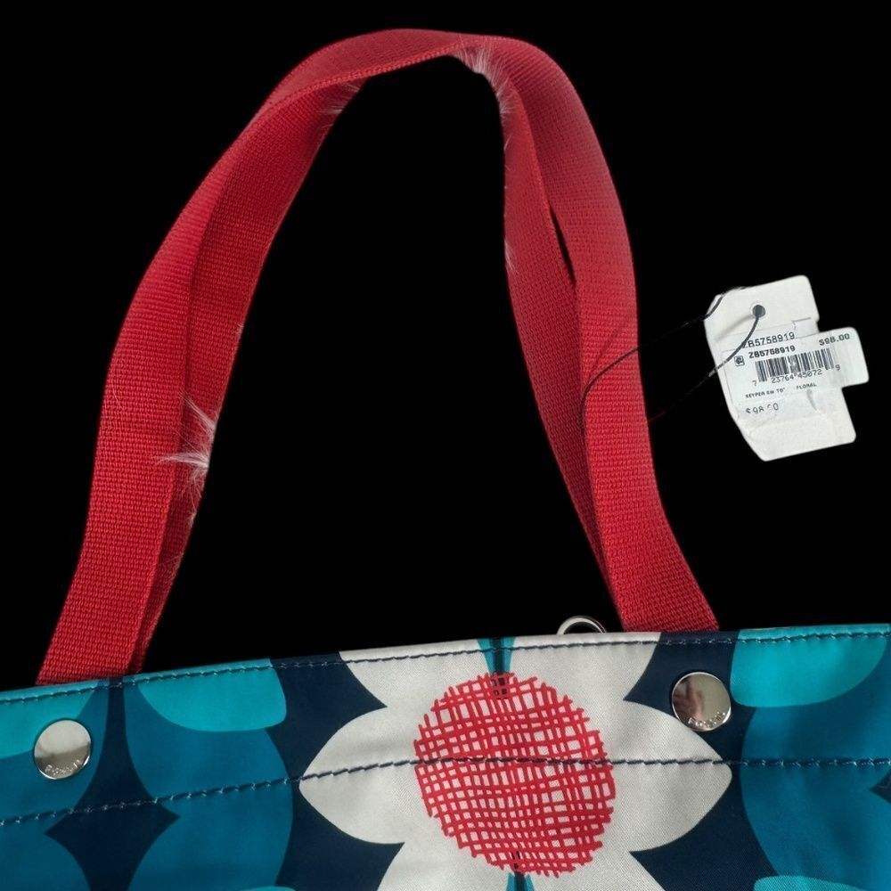 Fossil Keyper East West Tote Blue Floral Coated Canvas NWT - Picture 2 of 9